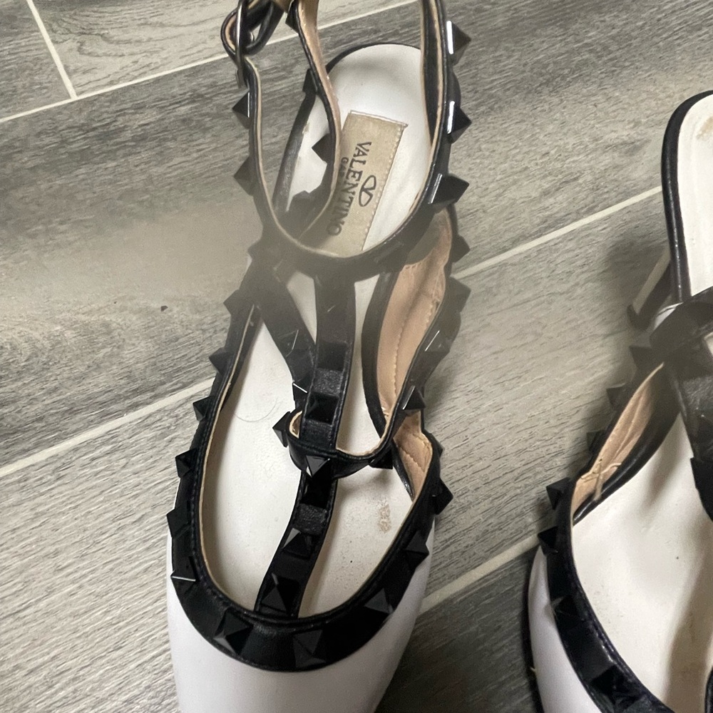 Valentino Black and White Studded Heels